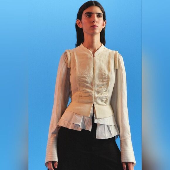 NWT ZARA Authentic ROMANTIC SHIRT ZARA ICONS LIMITED EDITION oyster white - Picture 1 of 17